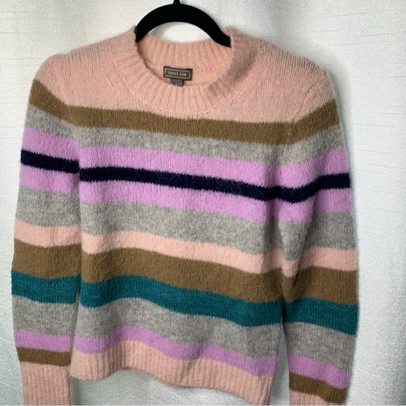 J Crew point sur alpaca merino wool striped color block sweater size small - Picture 2 of 7
